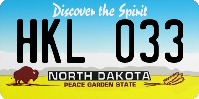 ND license plate HKL033