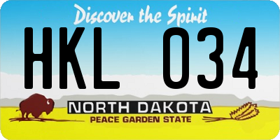 ND license plate HKL034
