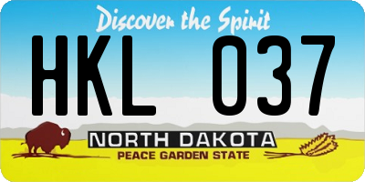 ND license plate HKL037
