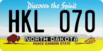 ND license plate HKL070