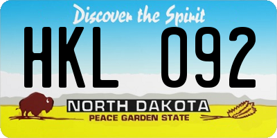 ND license plate HKL092