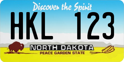 ND license plate HKL123