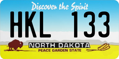 ND license plate HKL133