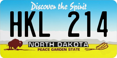 ND license plate HKL214