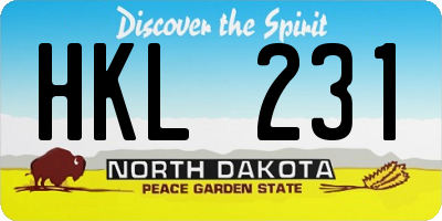 ND license plate HKL231