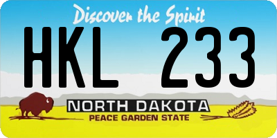 ND license plate HKL233