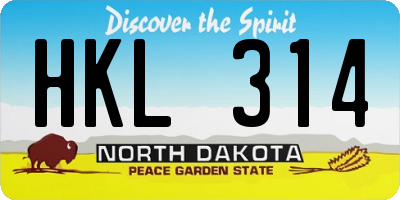 ND license plate HKL314