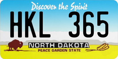 ND license plate HKL365