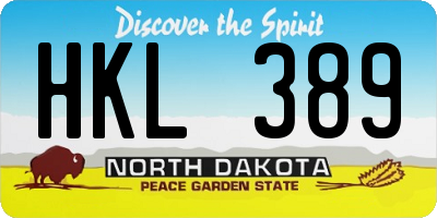 ND license plate HKL389