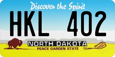 ND license plate HKL402