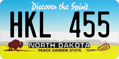 ND license plate HKL455