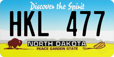 ND license plate HKL477