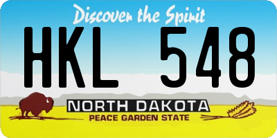 ND license plate HKL548