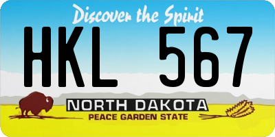 ND license plate HKL567