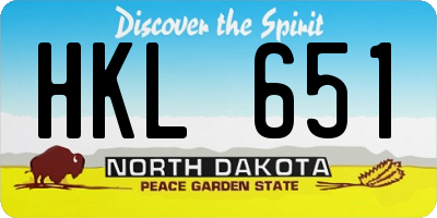 ND license plate HKL651