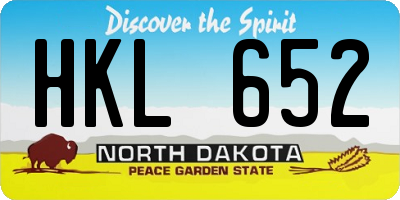ND license plate HKL652