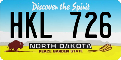 ND license plate HKL726