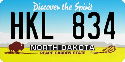 ND license plate HKL834
