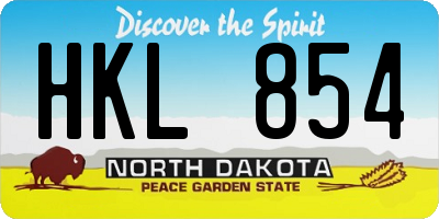 ND license plate HKL854