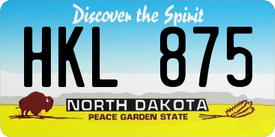 ND license plate HKL875