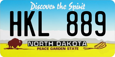 ND license plate HKL889