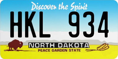 ND license plate HKL934