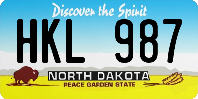 ND license plate HKL987