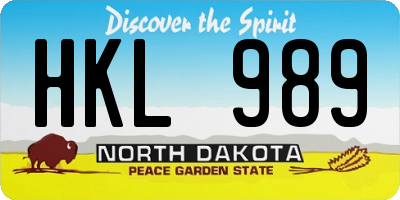 ND license plate HKL989