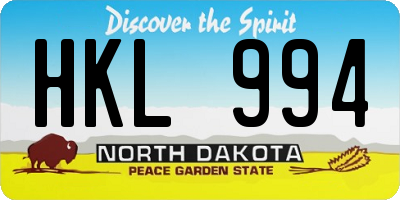 ND license plate HKL994