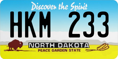 ND license plate HKM233