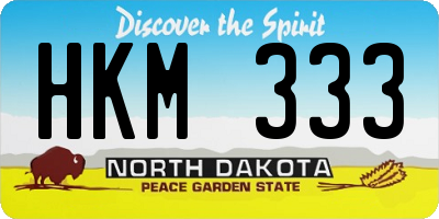 ND license plate HKM333