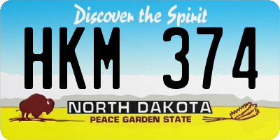 ND license plate HKM374