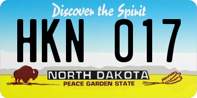 ND license plate HKN017