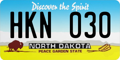 ND license plate HKN030