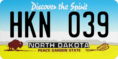 ND license plate HKN039