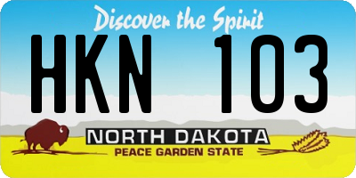 ND license plate HKN103