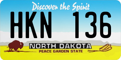 ND license plate HKN136