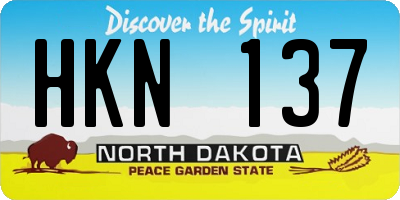 ND license plate HKN137