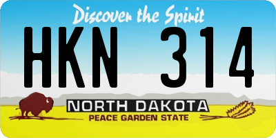 ND license plate HKN314