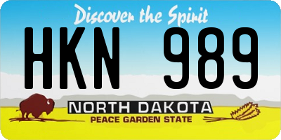 ND license plate HKN989