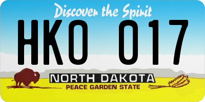 ND license plate HKO017