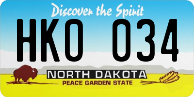 ND license plate HKO034