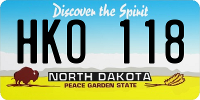ND license plate HKO118