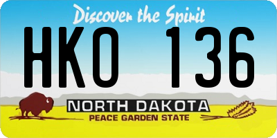 ND license plate HKO136