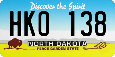 ND license plate HKO138