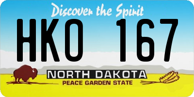 ND license plate HKO167