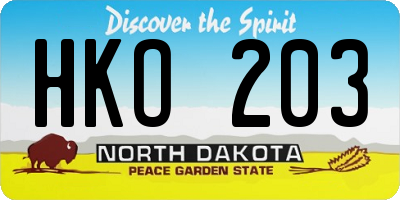 ND license plate HKO203