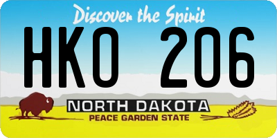 ND license plate HKO206