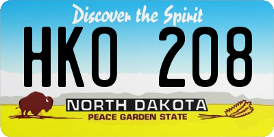 ND license plate HKO208