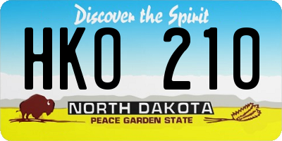ND license plate HKO210